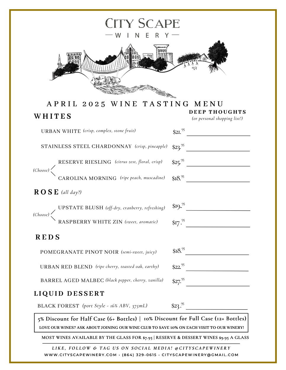 Wine Tasting Menu
