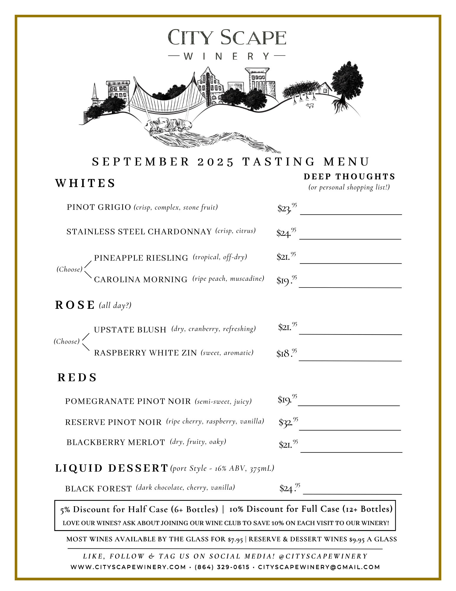 Tasting Room Menu