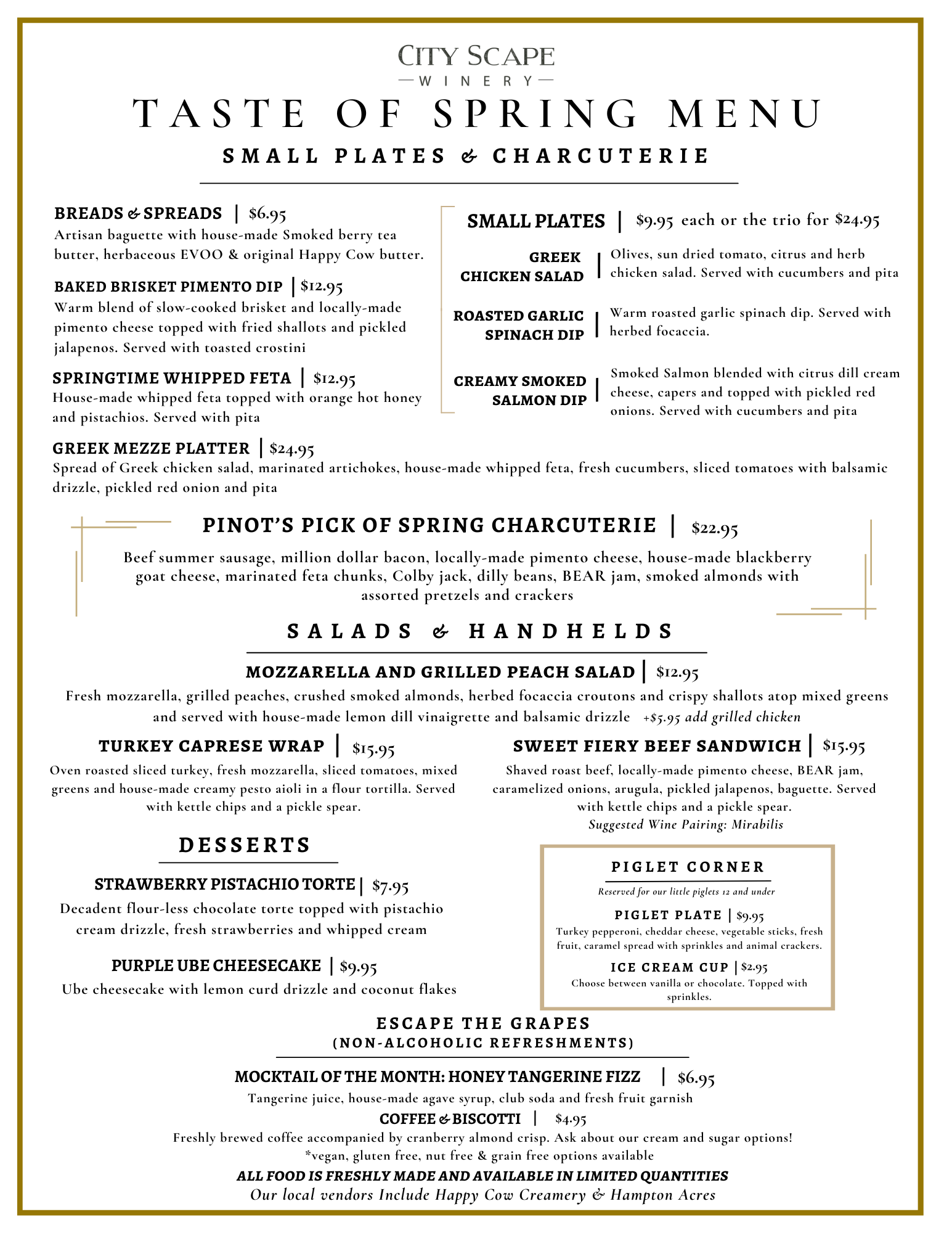 SPRING KITCHEN MENU
