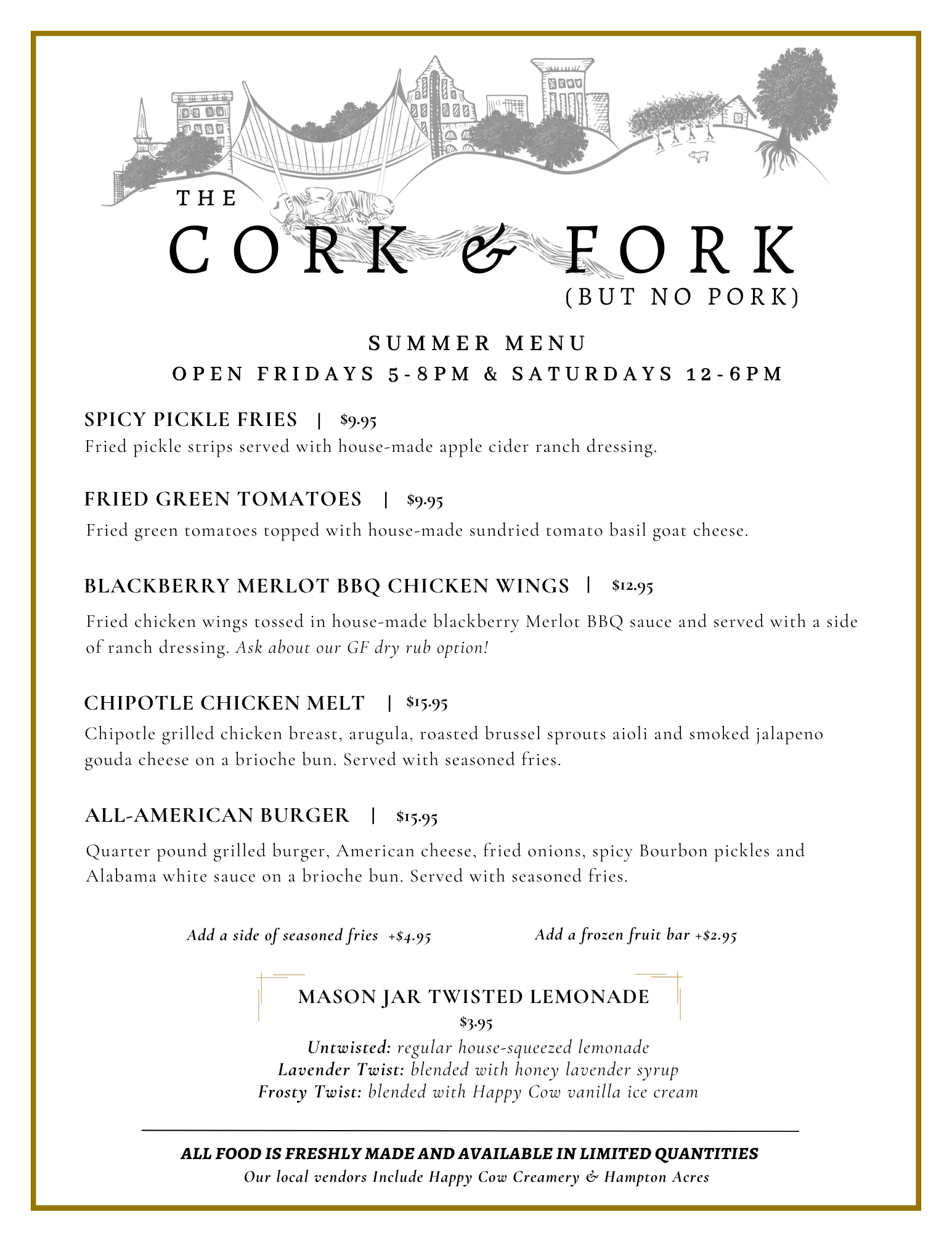 Summer Food Truck Menu