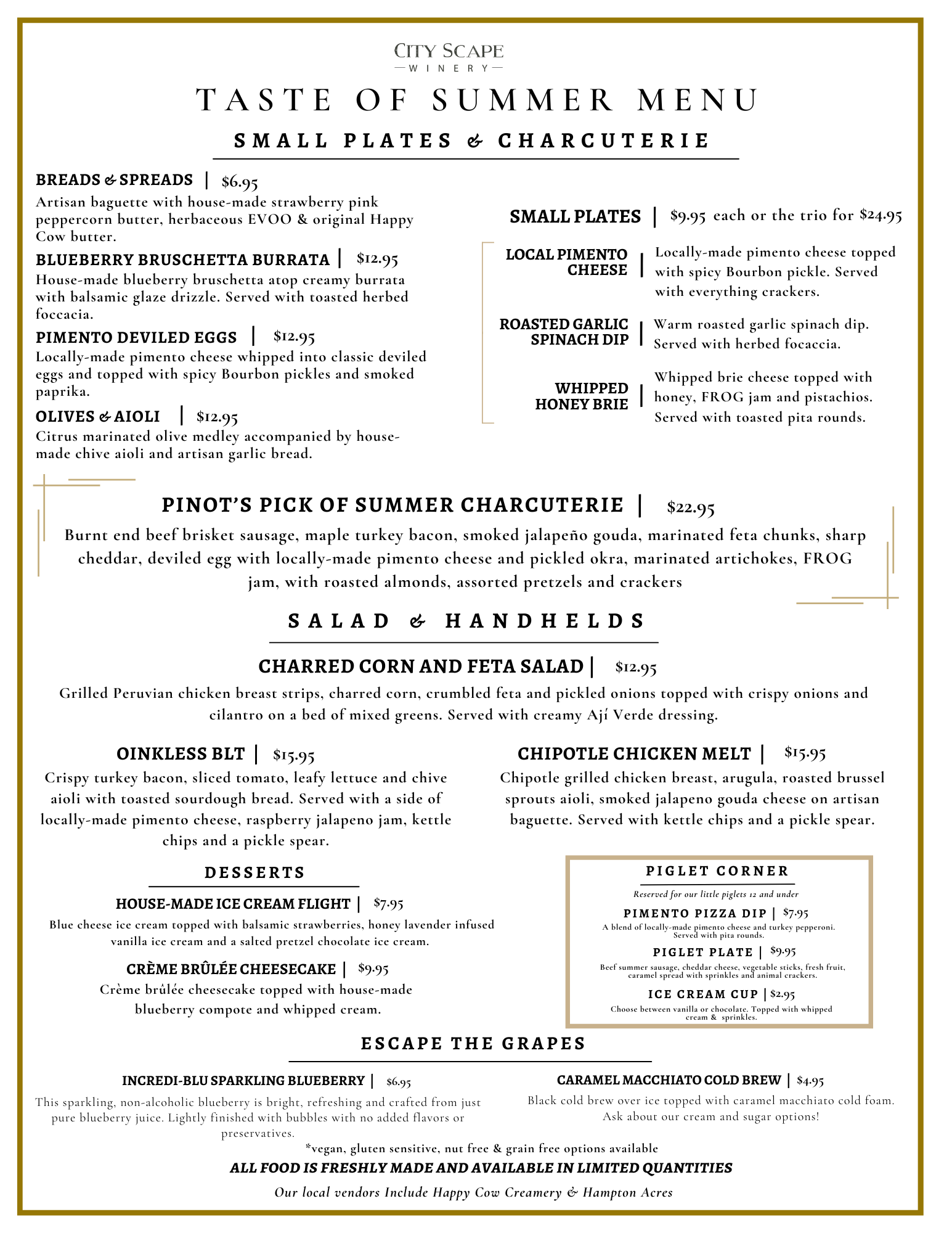 Summer Kitchen Menu