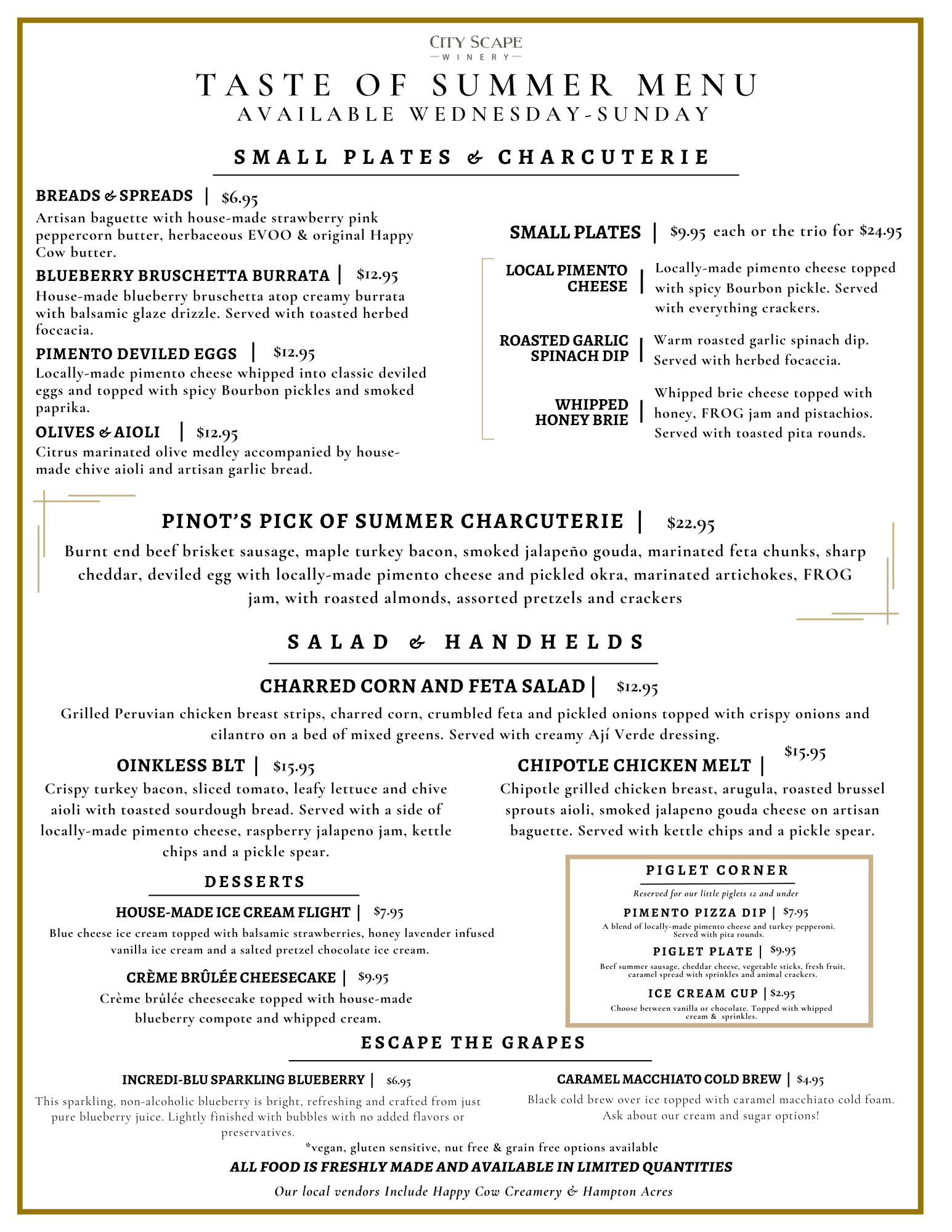 SUMMER Food Menu
